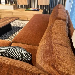 Ecksofa Vita 14 Stoff Verotex Hawk 20 Canyon Kupfer Orange Kufe Schwarz Ohne Dekokissen