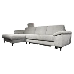 Ecksofa Viva 246 Stoff Famous Frost Grey Grau Metallfuß 865 Schwarz Matt Inklusive Kopfstütze