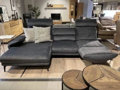 Ecksofa VS-HU1158 Stoff Belief 20 Anthrazit Füße Metall Schwarz Mit Manueller Kopfpolsterverstellung