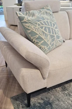 Ecksofa Wave Stoff Wandoo Naturelle Beige Füße Schwarz Lackiert