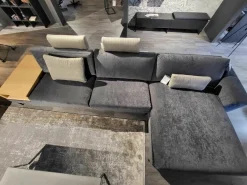 Ecksofa WK610 Indigo Stoff PG:2 WK16094 Anthrazit mit Hocker