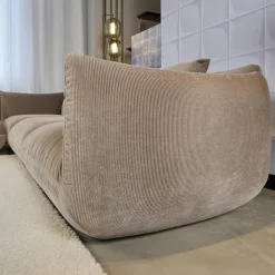 Ecksofa Wohnlandschaft Jalis 21 Stoff Cord 9077 Nougat Hellbrau Nahtband 5097 Kitt