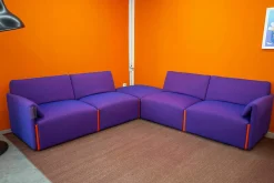 Ecksofagruppe Costume Stoff Kvadrat Uniform Melange 683 Lila Verbindungslemente Orange