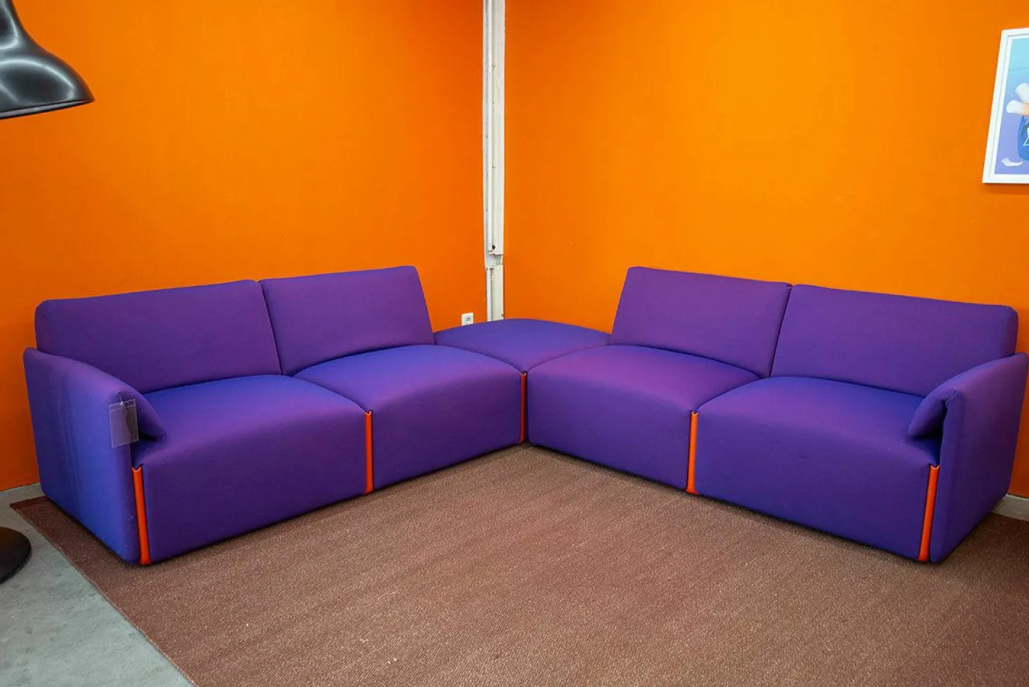 Ecksofagruppe Costume Stoff Kvadrat Uniform Melange 683 Lila Verbindungslemente Orange