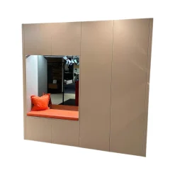 Einbaugarderobe Cabin Lack Rosenholz Fachböden Melamin Beschichtet Dunkelgrau Inklusive Beleuchtung