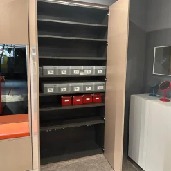 Einbaugarderobe Cabin Lack Rosenholz Fachböden Melamin Beschichtet Dunkelgrau Inklusive Beleuchtung