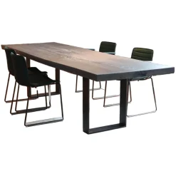 Einstammtisch Naturkante Eiche Schwarz Geflammt Struktur Weiß Ausgebürstet