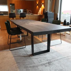 Einstammtisch Naturkante Eiche Schwarz Geflammt Struktur Weiß Ausgebürstet