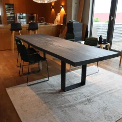 Einstammtisch Naturkante Eiche Schwarz Geflammt Struktur Weiß Ausgebürstet