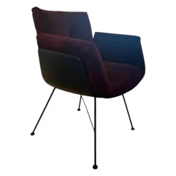 Einzelstuhl Alvo Stoff Bordeaux Rot Violett Gestell Schwarz