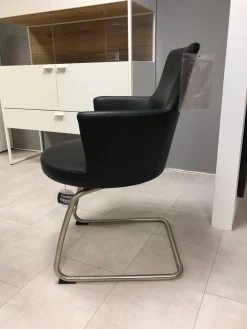Einzelstuhl Marta Leder Schwarz mit Drehfunktion