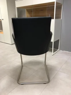 Einzelstuhl Marta Leder Schwarz mit Drehfunktion