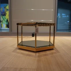 4er Ensemble Couchtisch Sax Platte Klarglas Metallrahmen Mit Gold-Finish