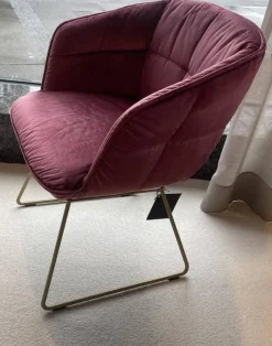 4er Set Armchair Marla Stoff Avalon 2 Altrose Rot Drahtgestell Metall Messing ME021