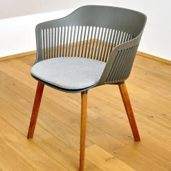 2er Set Armlehnstuhl Aiir Kunststoff Pepper Grau Füße Teak