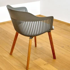 2er Set Armlehnstuhl Aiir Kunststoff Pepper Grau Füße Teak