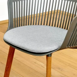 2er Set Armlehnstuhl Aiir Kunststoff Pepper Grau Füße Teak