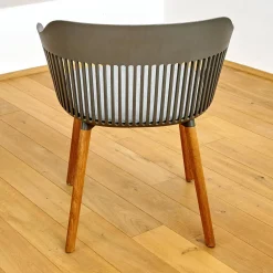 2er Set Armlehnstuhl Aiir Kunststoff Pepper Grau Füße Teak