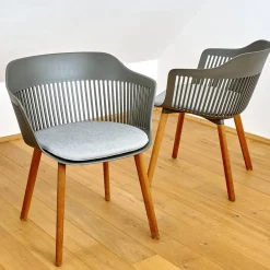 2er Set Armlehnstuhl Aiir Kunststoff Pepper Grau Füße Teak