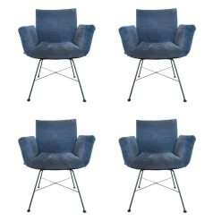 4er Set Armlehnstuhl Alvo Schale Schwarz Stoff 8145 Dunkelgrau Drahtgestell 4 Fuß Schwarz