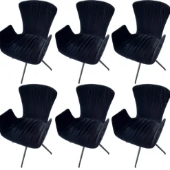 6er Set Armlehnstuhl Dexter Stoff Charmelle Cloud 64 Blau Sternfußgestell Schwarz Drehbar Mit Gleitern