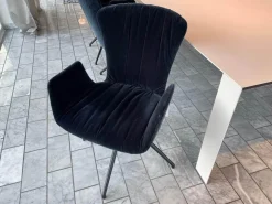 6er Set Armlehnstuhl Dexter Stoff Charmelle Cloud 64 Blau Sternfußgestell Schwarz Drehbar Mit Gleitern