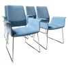 4er Set Armlehnstuhl Fino 202 Bezg Stoff 7186 Sky Drahtgestell Verchromt