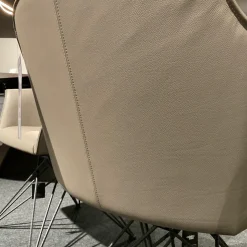 2er Set Armlehnstuhl Flaminia Softleder 951 Castoro Beige Gestell Stahl Graphit