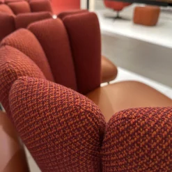 6er Set Armlehnstuhl Gaia Rücken Stoff Rohi Cleo Lampion Rot Orange Sitz Leder Sauvage Terracotta Rot Gestell Schwarz