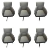 6er Set Armlehnstuhl George Leder Toledo Smog Grau Drehgestell Schwarz Matt Pulverbeschichtet