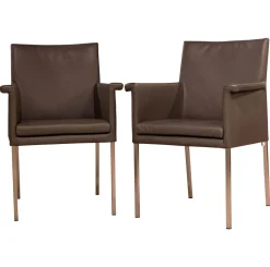 2-er Set Armlehnstuhl Groove-E Leder Tendens Farbe LD 1200 Graniet Gestell Edelstahl