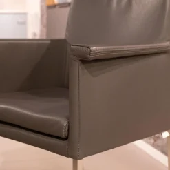 2-er Set Armlehnstuhl Groove-E Leder Tendens Farbe LD 1200 Graniet Gestell Edelstahl