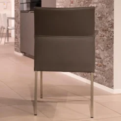 2-er Set Armlehnstuhl Groove-E Leder Tendens Farbe LD 1200 Graniet Gestell Edelstahl