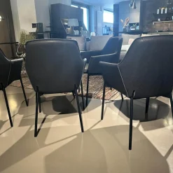 6er Set Armlehnstuhl High Grace Leder Magnum Ebony 96001 Schwarz Gestell Stahl Schwarz