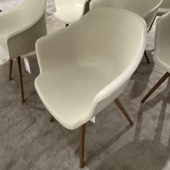 8er Set Armlehnstuhl Indy Schale Polyurethan Lino Beige Gestell Buche Gebeizt