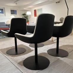 4er Set Armlehnstuhl Leya Innen Stoff Maple 212 Beige Außen Leder Orient 20001 Ebony Schwarz Gestell Metall Schwarz Pulverbeschichtet