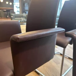 4er Set Armlehnstuhl Luma 2063 I Leder II Elmosoft 95006 Dark Purple Violett Gestell Stahlrohr Matt Chrom