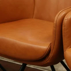 4er Set Armlehnstuhl Madison Leder Polo 10 93 Braun Drehgestell Metall Schwarz Inklusive Filzgleiter