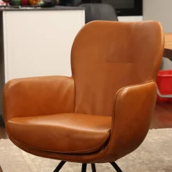 4er Set Armlehnstuhl Madison Leder Polo 10 93 Braun Drehgestell Metall Schwarz Inklusive Filzgleiter