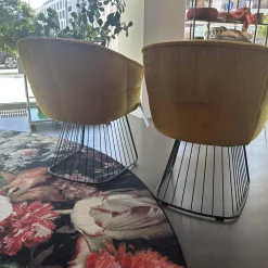 2er Set Armlehnstuhl Marla Hoch Stoff Riga M1 Curry Gelb Harfengestell Schwarz