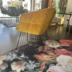 2er Set Armlehnstuhl Marla Hoch Stoff Riga M1 Curry Gelb Harfengestell Schwarz