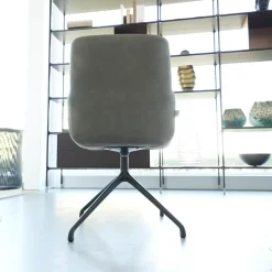 2er Set Armlehnstuhl Materia Soft Leder Nabuk Nubuk 104 Salvia Grau Aluminiumgestell Base Irondust Schwarz Drehbar