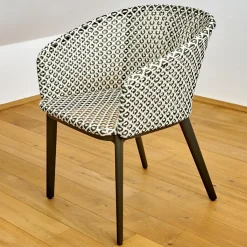 2er Set Armlehnstuhl Mbrace Geflecht Pepper Grau Schwarz Gestell Aluminium Lipari