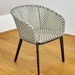 2er Set Armlehnstuhl Mbrace Geflecht Pepper Grau Schwarz Gestell Aluminium Lipari