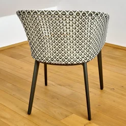 2er Set Armlehnstuhl Mbrace Geflecht Pepper Grau Schwarz Gestell Aluminium Lipari