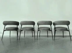 4er Set Armlehnstuhl Nena Stoff Tito 30 31816 Grau Gestell Stahl Schwarz Lackiert