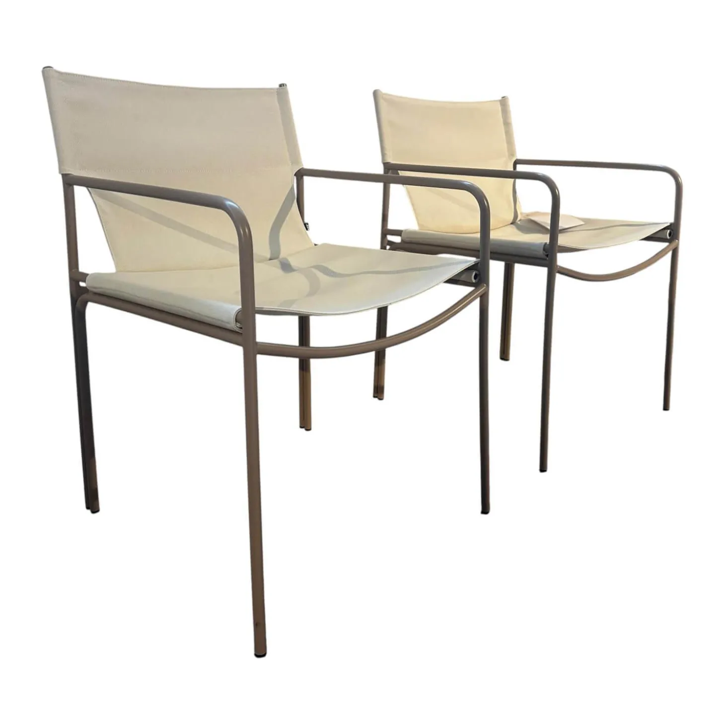 2er Set Armlehnstuhl Pool Outdoor Stoff Mare 512 Sand Beige Gestell Metall Struktur Moodbeige