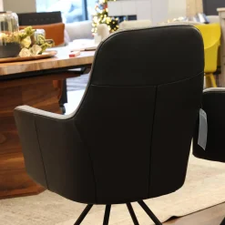 2er Set Armlehnstuhl Renata Leder Dino 545 Schwarz Gestell Metall Schwarz