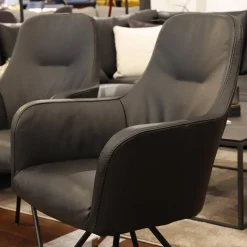 2er Set Armlehnstuhl Renata Leder Dino 545 Schwarz Gestell Metall Schwarz