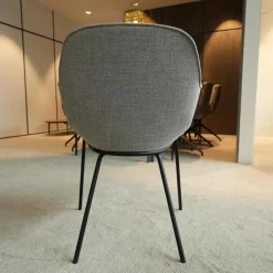 2er Set Armlehnstuhl Sheru Stoff Gaia 7891 Platin Grau 4 Bein Untergestell Matt Pulverbeschichtet Schwarz